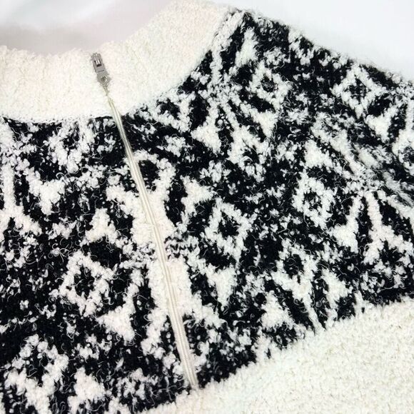 Talbots Half-Zip Argylle Snowflakes Sweater Womens XL Black Milky Turtleneck - Picture 2 of 8